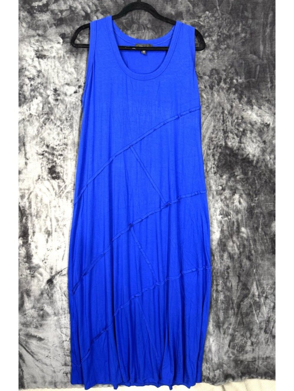 Karen Kane Sleeveless Maxi Dress Blue Rayon Spandez Flowy USA Made